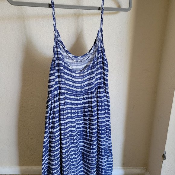 ROXY Dress Medium Blue White Sundress Cover Up Womens Mini Summer Short - Picture 3 of 4